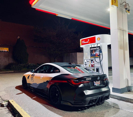 BMW M4 G82 G83 2021 2022 2023 2024 with Aftermarket Parts - AE V1 Style Rear Diffuser & Canards Carbon Fiber from ArmorExtend