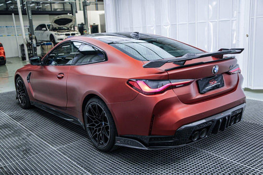 BMW M4 G82 G83 2021 2022 2023 2024 with Aftermarket Parts - AE V1 Style Rear Diffuser & Canards Carbon Fiber from ArmorExtend