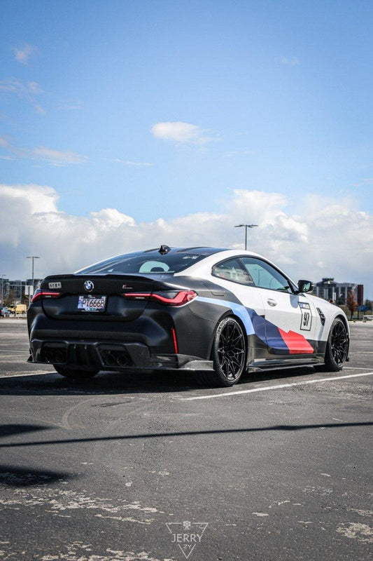 BMW M4 G82 G83 2021 2022 2023 2024 with Aftermarket Parts - AE V1 Style Rear Diffuser & Canards Carbon Fiber from ArmorExtend