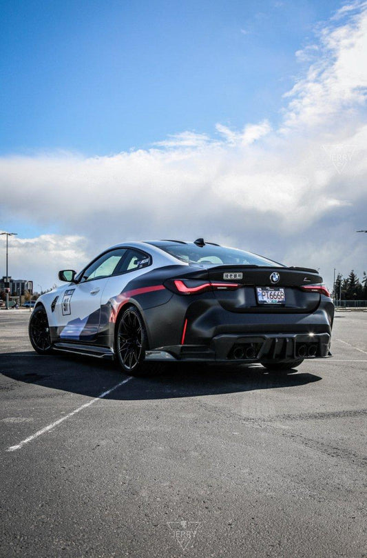 BMW M4 G82 G83 2021 2022 2023 2024 with Aftermarket Parts - AE V1 Style Rear Diffuser & Canards Carbon Fiber from ArmorExtend