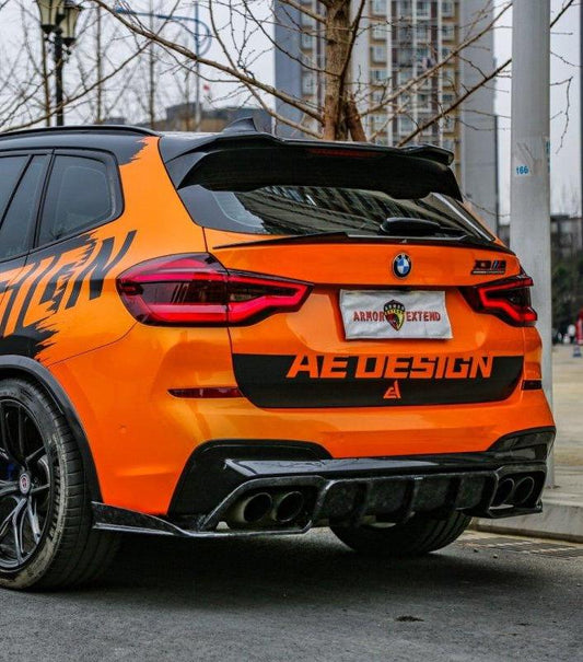 BMW X3M X3MC F97 (Fits Both Pre-LCI & LCI) 2019 2020 2021 2022 2023 2024 with Aftermarket Parts - AE V1 Style Rear Diffuser Carbon Fiber from ArmorExtend
