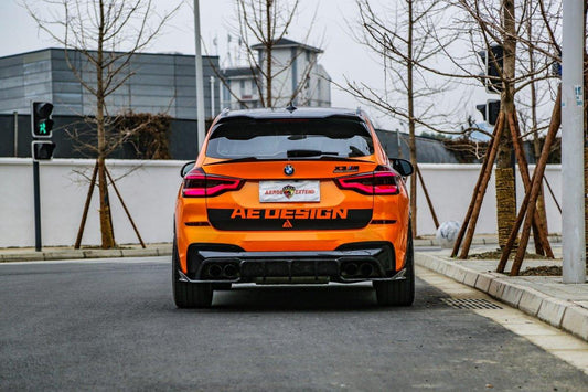 BMW X3M X3MC F97 (Fits Both Pre-LCI & LCI) 2019 2020 2021 2022 2023 2024 with Aftermarket Parts - AE V1 Style Rear Diffuser Carbon Fiber from ArmorExtend