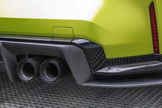 BMW M3 G80 G81 2021 2022 2023 2024 & M4 G82 G83 2021 2022 2023 2024 with Aftermarket Parts - AE V2 Style Rear Diffuser & Canards Carbon Fiber from ArmorExtend