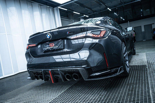 BMW M3 G80 G81 2021 2022 2023 2024 & M4 G82 G83 2021 2022 2023 2024 with Aftermarket Parts - AE V2 Style Rear Diffuser & Canards Carbon Fiber from ArmorExtend
