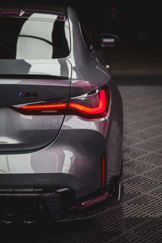 BMW M3 G80 G81 2021 2022 2023 2024 & M4 G82 G83 2021 2022 2023 2024 with Aftermarket Parts - AE V2 Style Rear Diffuser & Canards Carbon Fiber from ArmorExtend