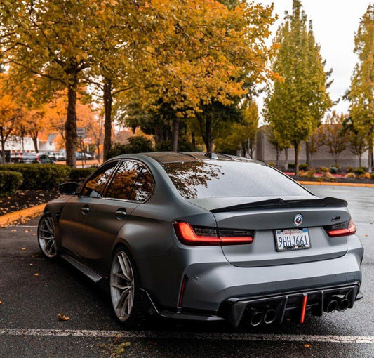 BMW M3 G80 G81 2021 2022 2023 2024 & M4 G82 G83 2021 2022 2023 2024 with Aftermarket Parts - AE V2 Style Rear Diffuser & Canards Carbon Fiber from ArmorExtend