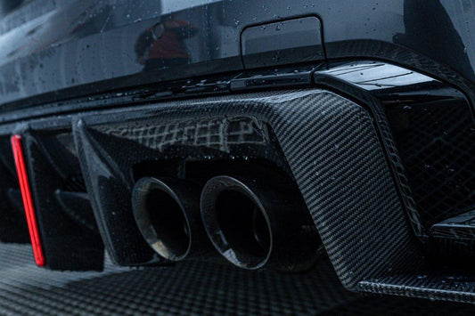 BMW M3 G80 G81 2021 2022 2023 2024 & M4 G82 G83 2021 2022 2023 2024 with Aftermarket Parts - AE V2 Style Rear Diffuser & Canards Carbon Fiber from ArmorExtend