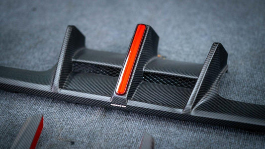 BMW M3 G80 G81 2021 2022 2023 2024 & M4 G82 G83 2021 2022 2023 2024 with Aftermarket Parts - AE V2 Style Rear Diffuser & Canards Carbon Fiber from ArmorExtend