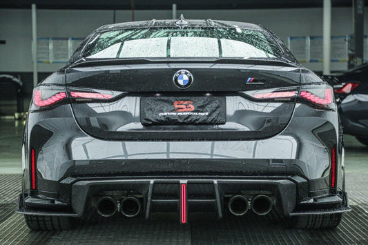 BMW M3 G80 G81 2021 2022 2023 2024 & M4 G82 G83 2021 2022 2023 2024 with Aftermarket Parts - AE V2 Style Rear Diffuser & Canards Carbon Fiber from ArmorExtend