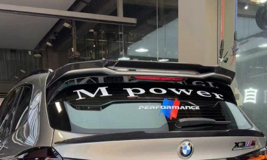 BMW X3M X3MC F97 (Fits Both Pre-LCI & LCI) 2019 2020 2021 2022 2023 2024 with Aftermarket Parts - AE Style Rear Roof Spoiler Carbon Fiber from ArmorExtend