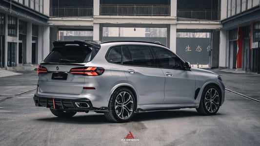 BMW X5 G05 M50i X/S Drive 40i (with M-Package) (Fits Both Pre-LCI & LCI) 2019 2020 2021 2022 2023 2024 with Aftermarket Parts - AE Style Rear Roof Spoiler Carbon Fiber from ArmorExtend
