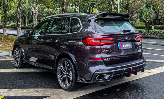 BMW X5 G05 M50i X/S Drive 40i (with M-Package) (Fits Both Pre-LCI & LCI) 2019 2020 2021 2022 2023 2024 with Aftermarket Parts - AE Style Rear Roof Spoiler Carbon Fiber from ArmorExtend