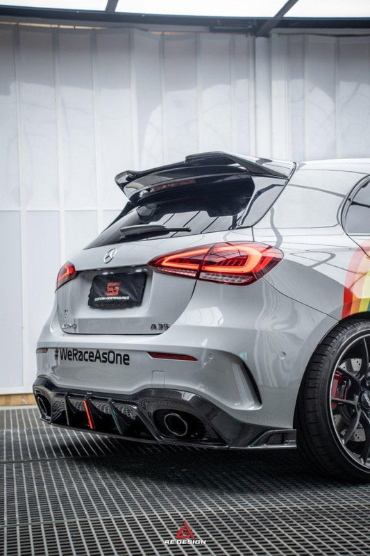Mercedes Benz A-Class A45/A35/A250/A220 W177 2019 2020 2021 2022 2023 2024 with Aftermarket Parts -AE Rear Roof Spoiler Carbon Fiber from ArmorExtend