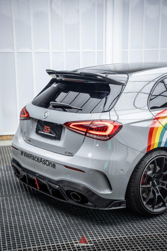 Mercedes Benz A-Class A45/A35/A250/A220 W177 2019 2020 2021 2022 2023 2024 with Aftermarket Parts -AE Rear Roof Spoiler Carbon Fiber from ArmorExtend