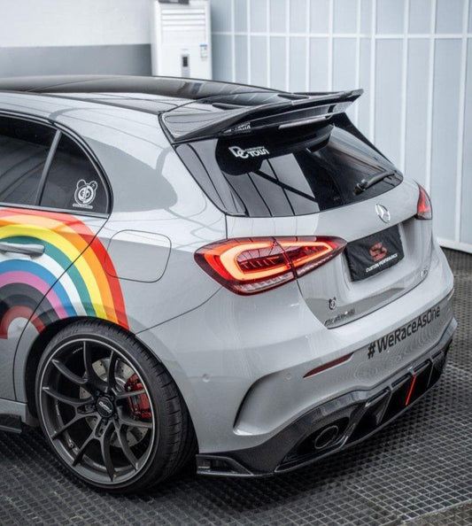 Mercedes Benz A-Class A45/A35/A250/A220 W177 2019 2020 2021 2022 2023 2024 with Aftermarket Parts -AE Rear Roof Spoiler Carbon Fiber from ArmorExtend