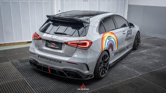Mercedes Benz A-Class A45/A35/A250/A220 W177 2019 2020 2021 2022 2023 2024 with Aftermarket Parts -AE Rear Roof Spoiler Carbon Fiber from ArmorExtend