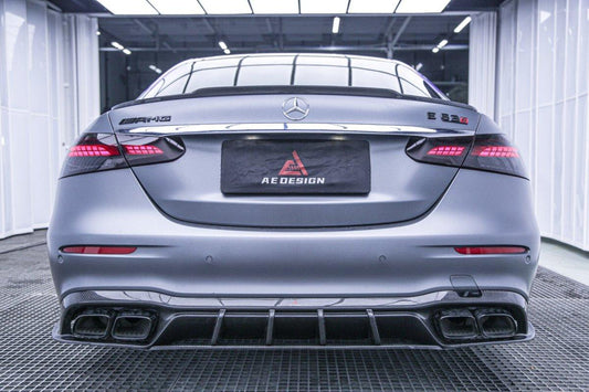 Mercedes Benz E-Class E350 E450 W213 2017 2018 2019 2020 2021 2022 2023 2024 & E53 E63 W213 2018 2019 2020 2021 2022 2023 2024 with Aftermarket Parts - AE Rear Spoiler Carbon Fiber from ArmorExtend