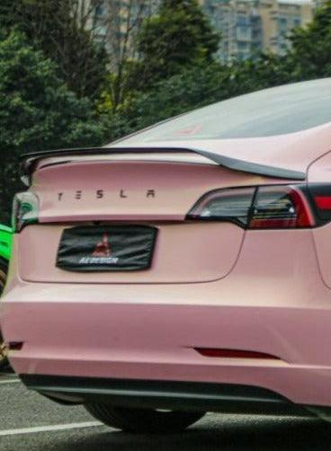 Tesla Model 3 2017 2018 2019 2020 2021 2022 2023 with Aftermarket Parts - AE Style Rear Spoiler Carbon Fiber from ArmorExtend