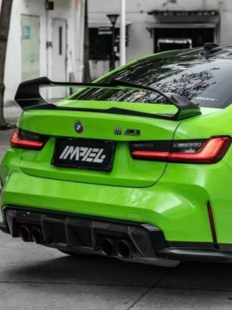 BMW M3 G80 2021 2022 2023 2024 & 3 Series 330i M340i (Fits Both Pre-LCI & LCI) 2019 2020 2021 2022 2023 2024 with Aftermarket Parts - AE Style Rear Wing Carbon Fiber from ArmorExtend