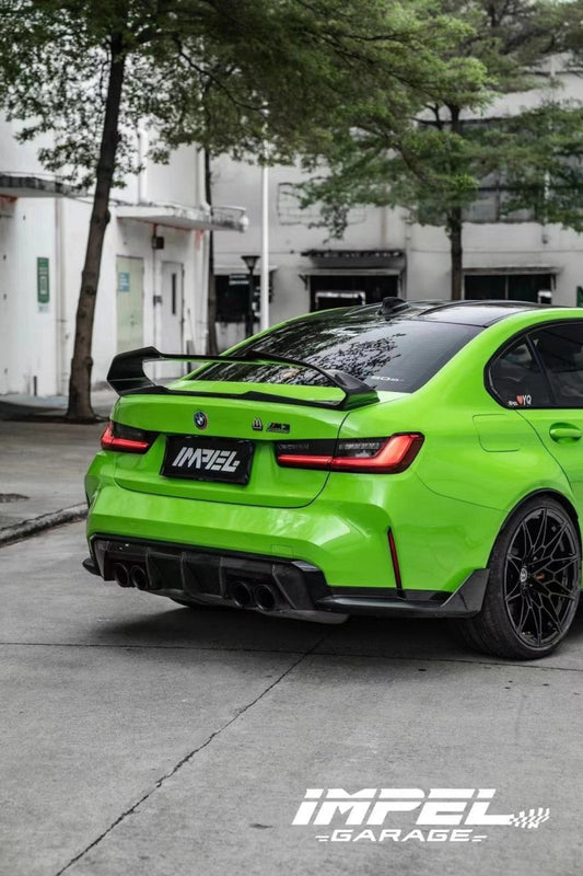 BMW M3 G80 2021 2022 2023 2024 & 3 Series 330i M340i (Fits Both Pre-LCI & LCI) 2019 2020 2021 2022 2023 2024 with Aftermarket Parts - AE Style Rear Wing Carbon Fiber from ArmorExtend