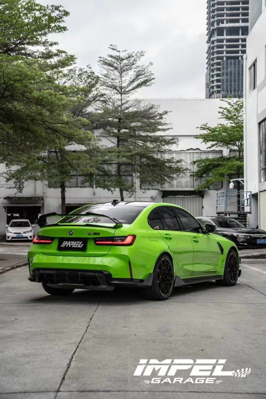 BMW M3 G80 2021 2022 2023 2024 & 3 Series 330i M340i (Fits Both Pre-LCI & LCI) 2019 2020 2021 2022 2023 2024 with Aftermarket Parts - AE Style Rear Wing Carbon Fiber from ArmorExtend