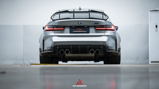 BMW M3 G80 2021 2022 2023 2024 & 3 Series 330i M340i (Fits Both Pre-LCI & LCI) 2019 2020 2021 2022 2023 2024 with Aftermarket Parts - AE Style Rear Wing Carbon Fiber from ArmorExtend