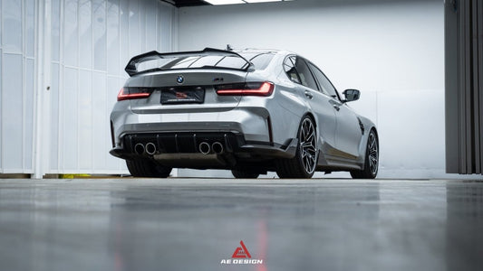 BMW M3 G80 2021 2022 2023 2024 & 3 Series 330i M340i (Fits Both Pre-LCI & LCI) 2019 2020 2021 2022 2023 2024 with Aftermarket Parts - AE Style Rear Wing Carbon Fiber from ArmorExtend