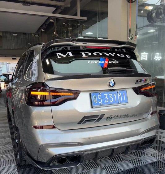 BMW X3M X3MC F97 (Fits Both Pre-LCI & LCI) 2019 2020 2021 2022 2023 2024 with Aftermarket Parts - AE Style Rear Spoiler Carbon Fiber from ArmorExtend
