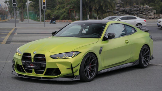 BMW M3 G80 G81 2021 2022 2023 2024 & M4 G82 G83 2021 2022 2023 2024 with Aftermarket Parts - AE Style Side Skirts Carbon Fiber from ArmorExtend
