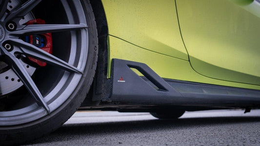 BMW M3 G80 G81 2021 2022 2023 2024 & M4 G82 G83 2021 2022 2023 2024 with Aftermarket Parts - AE Style Side Skirts Carbon Fiber from ArmorExtend