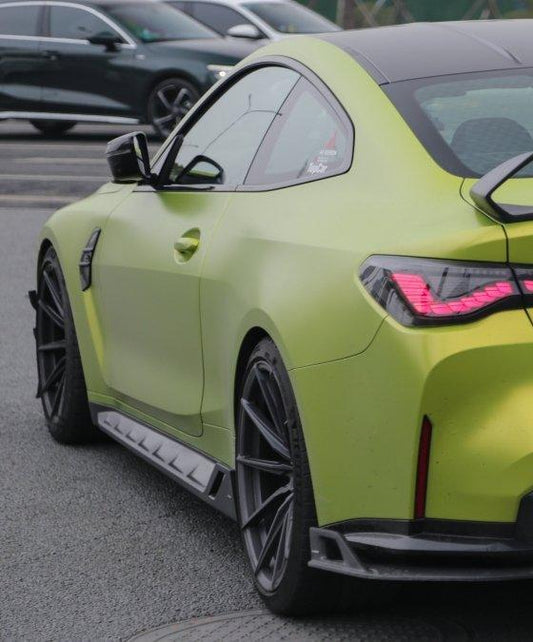 Your BMW M3 G80 G81 2021 2022 2023 2024 & M4 G82 G83 2021 2022 2023 2024 with Aftermarket Parts - AE Style Side Skirts Carbon Fiber from ArmorExtend