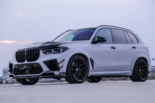 BMW X5M X5MC F95 Pre-LCI 2020 2021 2022 2023 with Aftermarket Parts - AE Style Wheel Arches Carbon Fiber from ArmorExtend