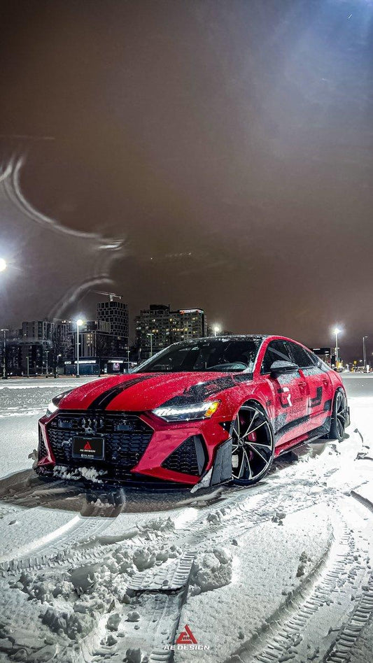 Audi RS6 C8 2020 2021 2022 2023 2024 & RS7 C8 2020 2021 2022 2023 2024 with Aftermarket Parts - AE Front Lip Pre-Preg Carbon Fiber from ArmorExtend