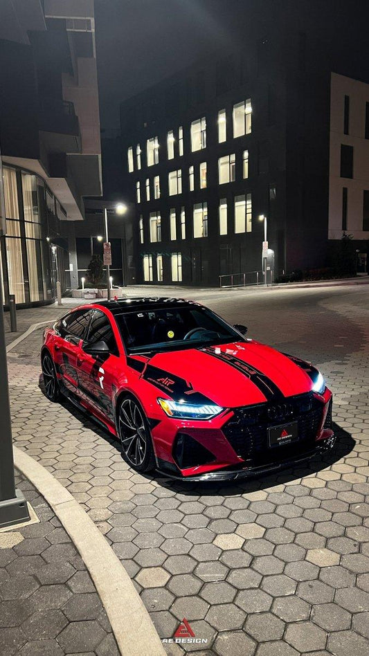 Audi RS6 C8 2020 2021 2022 2023 2024 & RS7 C8 2020 2021 2022 2023 2024 with Aftermarket Parts - AE Front Lip Pre-Preg Carbon Fiber from ArmorExtend
