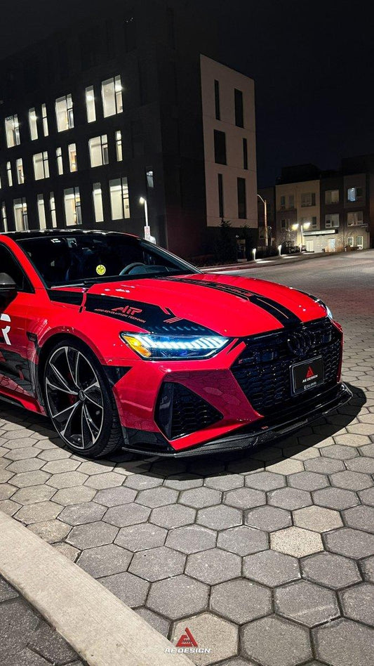 Audi RS6 C8 2020 2021 2022 2023 2024 & RS7 C8 2020 2021 2022 2023 2024 with Aftermarket Parts - AE Front Lip Pre-Preg Carbon Fiber from ArmorExtend