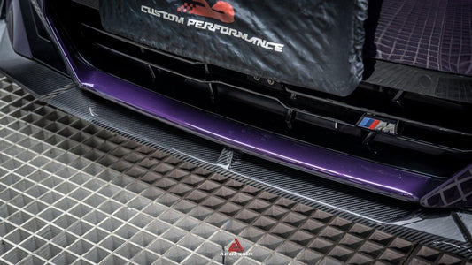 BMW 2 Series G42 230i (With M-Package Bumper) M240i 2022 2023 2024 with Aftermarket Parts - AE Style Front Lip Pre-preg Carbon Fiber from ArmorExtend
