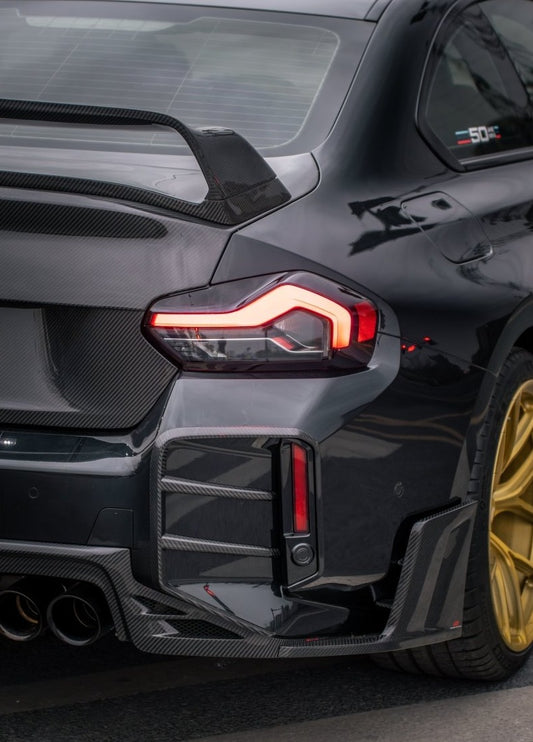 BMW M2 M2C G87 2023 2024 with Aftermarket Parts - ART Style Rear Bumper Upper Valences Carbon Fiber from ArmorExtend