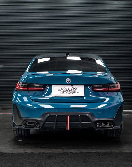 BMW 3 Series 330i (With M-Package Bumper, does not fit base model) M340i G20 G21 LCI 2023 2024 with Aftermarket Parts - Plustic Style Rear Diffuser & Canards ABS from ArmorExtend