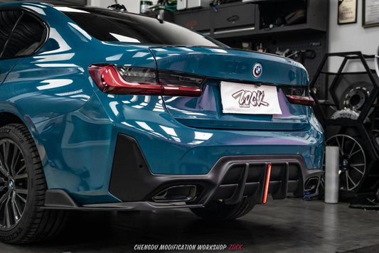 BMW 3 Series 330i (With M-Package Bumper, does not fit base model) M340i G20 G21 LCI 2023 2024 with Aftermarket Parts - Plustic Style Rear Diffuser & Canards ABS from ArmorExtend