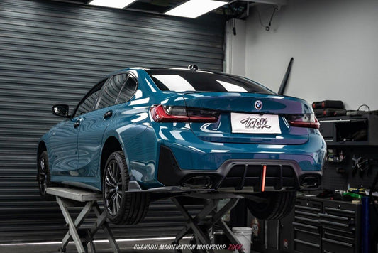 BMW 3 Series 330i (With M-Package Bumper, does not fit base model) M340i G20 G21 LCI 2023 2024 with Aftermarket Parts - Plustic Style Rear Diffuser & Canards ABS from ArmorExtend