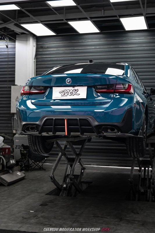BMW 3 Series 330i (With M-Package Bumper, does not fit base model) M340i G20 G21 LCI 2023 2024 with Aftermarket Parts - Plustic Style Rear Diffuser & Canards ABS from ArmorExtend