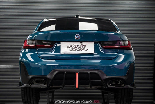 BMW 3 Series 330i (With M-Package Bumper, does not fit base model) M340i G20 G21 LCI 2023 2024 with Aftermarket Parts - Plustic Style Rear Diffuser & Canards ABS from ArmorExtend