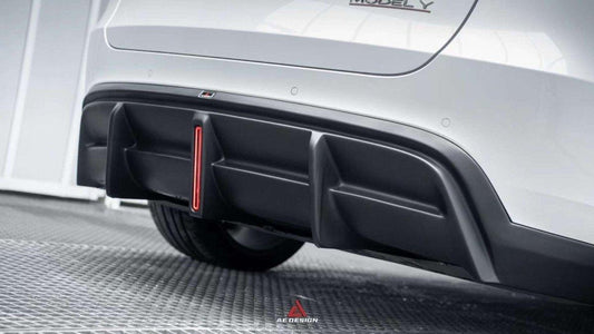 Tesla Model Y 2021 2022 2023 2024 with Aftermarket Parts - Plustic Style Rear Diffuser ABS from ArmorExtend