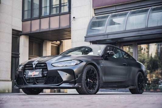 BMW M3 G80 G81 2021 2022 2023 2024 & M4 G82 G83 2021 2022 2023 2024 with Aftermarket Parts - Front Bumper Canards Pre-preg Carbon Fiber from BCTXE Tuning