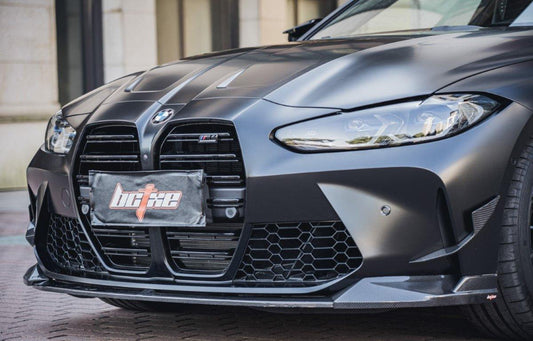 BMW M3 G80 G81 2021 2022 2023 2024 & M4 G82 G83 2021 2022 2023 2024 with Aftermarket Parts - Front Bumper Canards Pre-preg Carbon Fiber from BCTXE Tuning