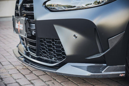 BMW M3 G80 G81 2021 2022 2023 2024 & M4 G82 G83 2021 2022 2023 2024 with Aftermarket Parts - Front Bumper Canards Pre-preg Carbon Fiber from BCTXE Tuning