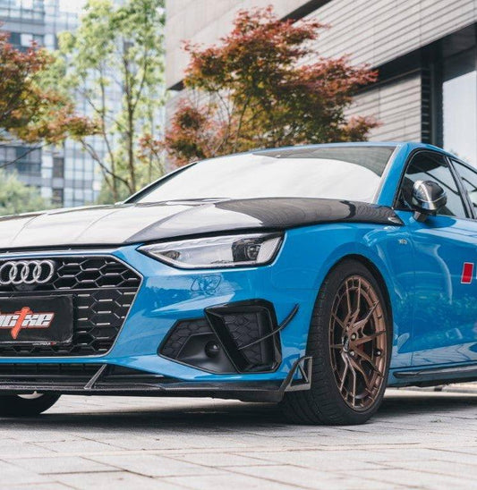 Audi S4 / A4 (with S-line bumper) B9.5 2020 2021 2022 2023 2024 with Aftermarket Parts - Front Canards Pre-preg Carbon Fiber from BCTXE Tuning