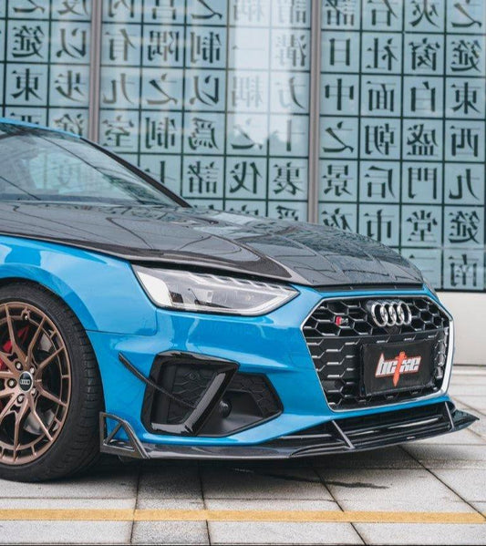 Audi S4 / A4 (with S-line bumper) B9.5 2020 2021 2022 2023 2024 with Aftermarket Parts - Front Canards Pre-preg Carbon Fiber from BCTXE Tuning