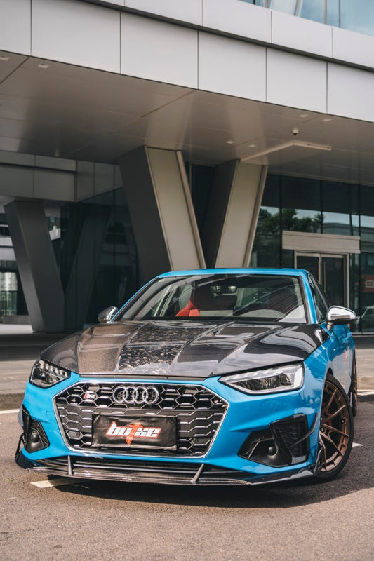 Audi S4 / A4 (with S-line bumper) B9.5 2020 2021 2022 2023 2024 with Aftermarket Parts - Front Canards Pre-preg Carbon Fiber from BCTXE Tuning