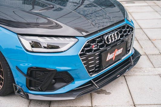 Audi S4 / A4 (with S-line bumper) B9.5 2020 2021 2022 2023 2024 with Aftermarket Parts - Front Canards Pre-preg Carbon Fiber from BCTXE Tuning